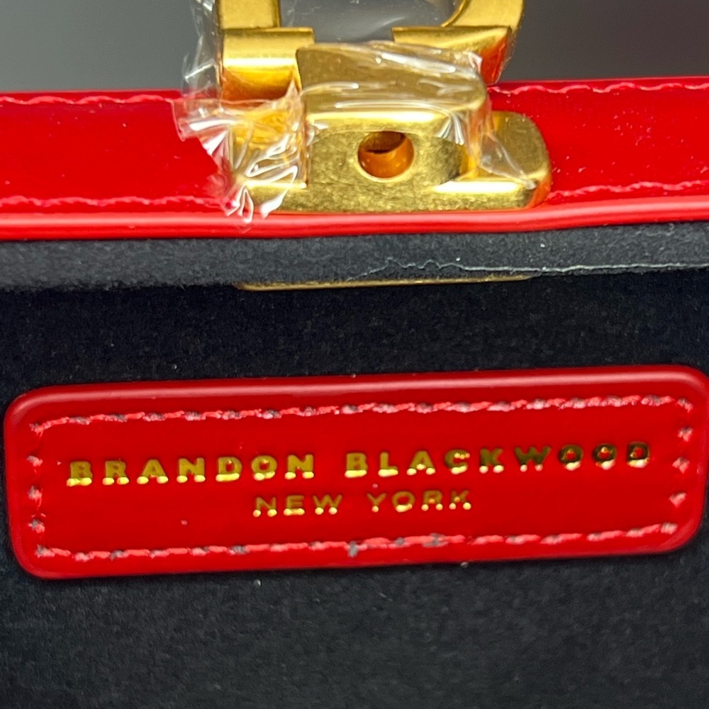 Brandon Blackwood Slim Trunk in Red Oiled Leather with Brass Gold Hardware - Picture 12 of 17